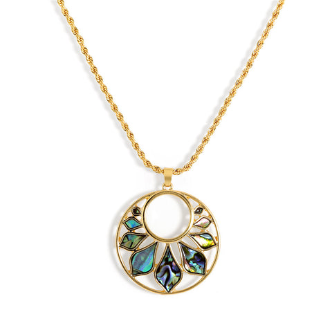 Double Circle Necklace With Abalone