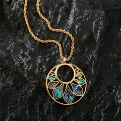 Double Circle Necklace With Abalone