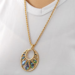 Double Circle Necklace With Abalone