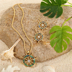 Set Of Abalone Helm Earrings And Necklace