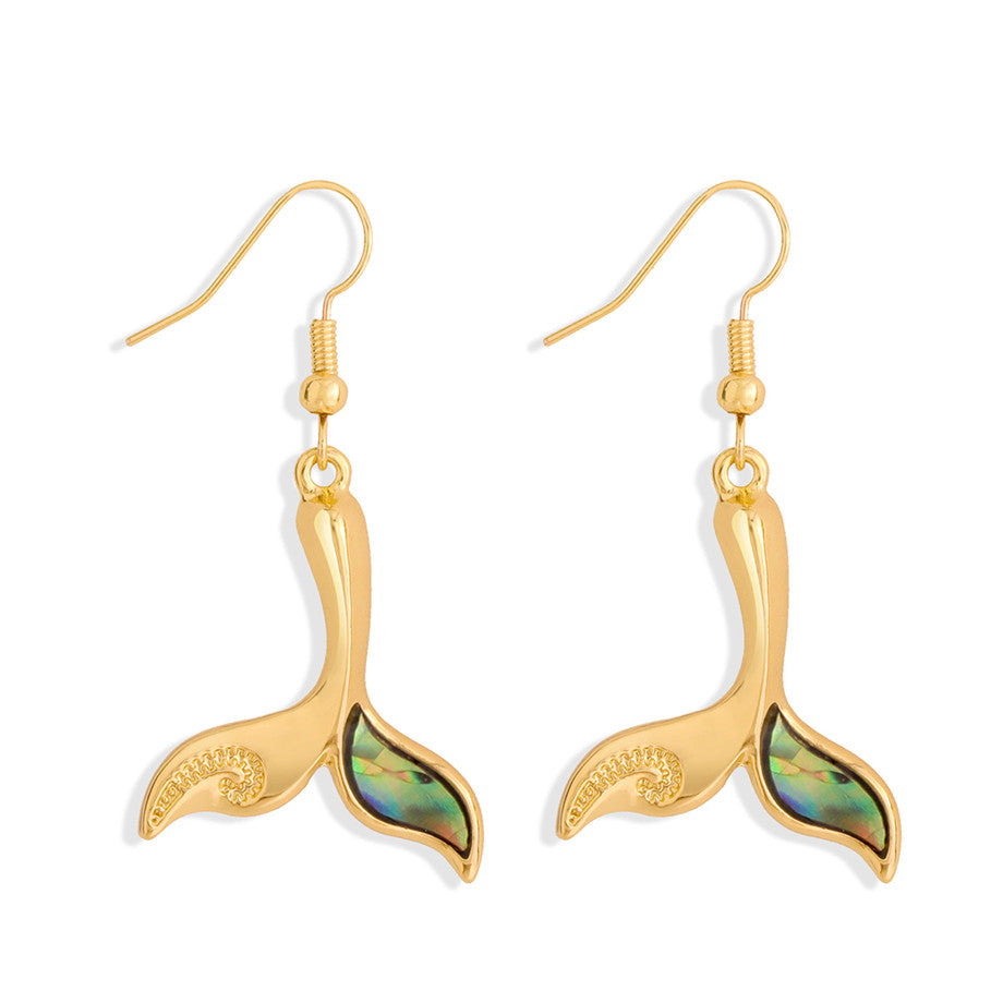 Whale Tail With An Abalone Earrings