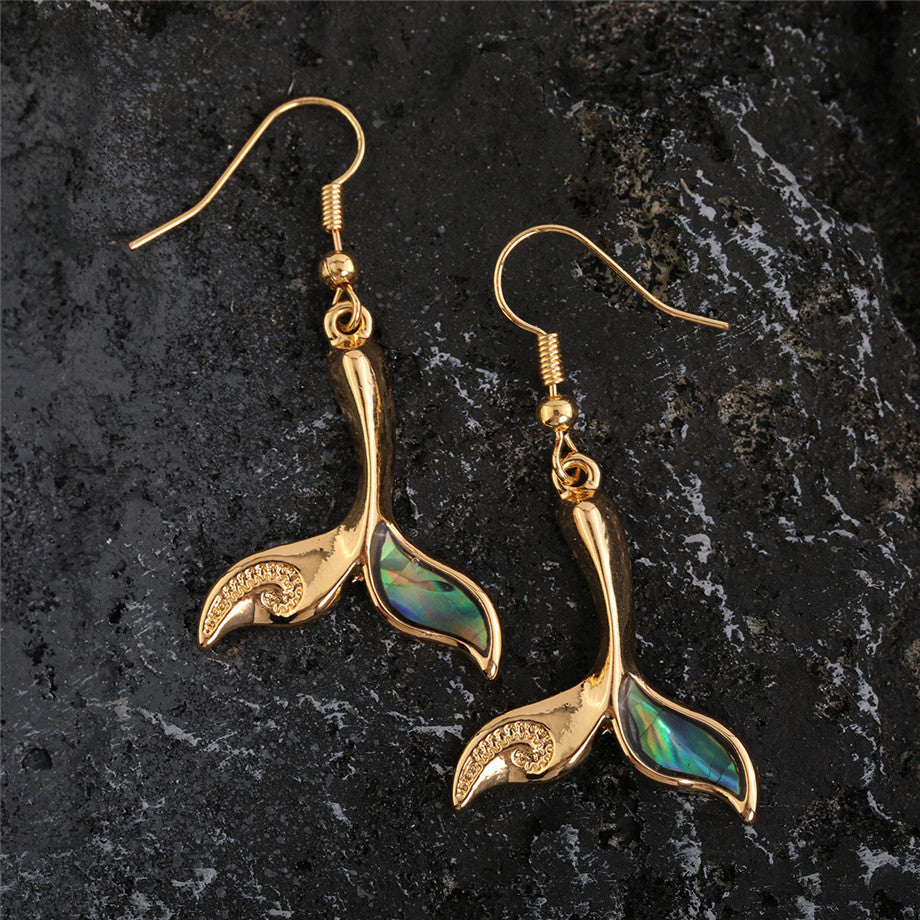 Whale Tail With An Abalone Earrings