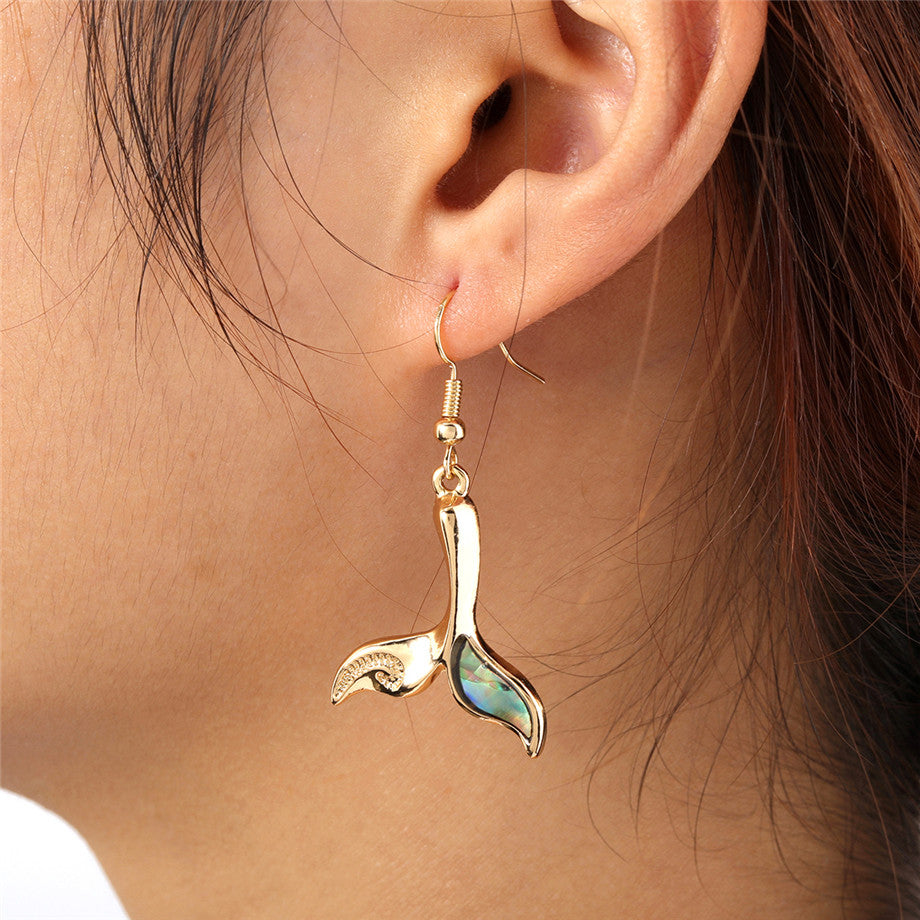 Whale Tail With An Abalone Earrings