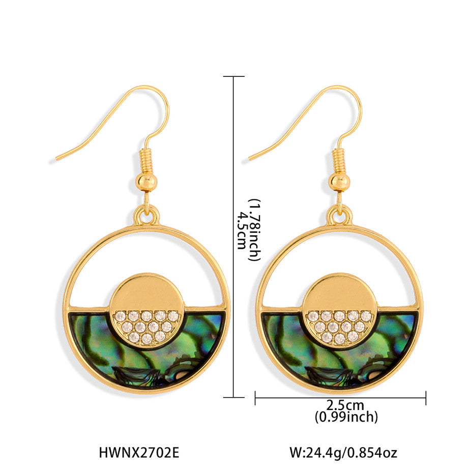 Double Circles Earrings With Abalone And White Zircons