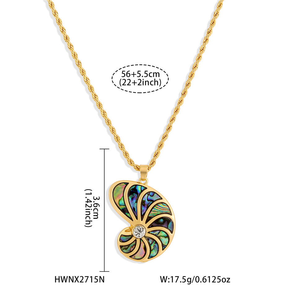 Abalone Snail Necklace With A White Zircon