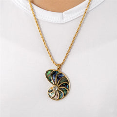 Abalone Snail Necklace With A White Zircon