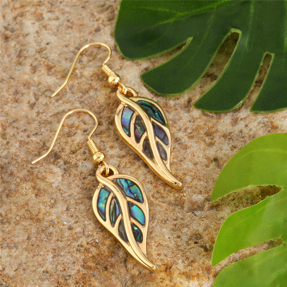 Hawaiian Abalone Leaf Earrings