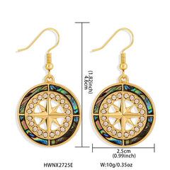 Abalone Compass With White Zircons Earrings