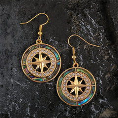 Abalone Compass With White Zircons Earrings