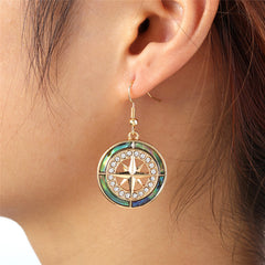 Abalone Compass With White Zircons Earrings