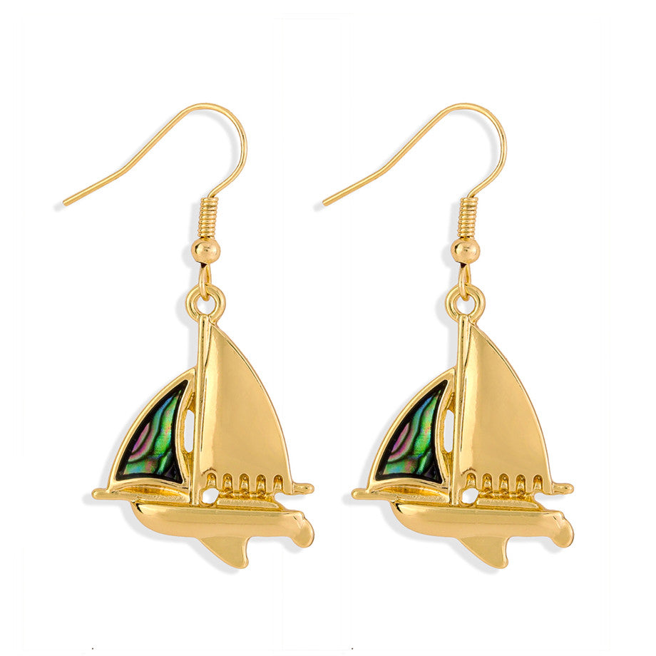 Sailboat With An Abalone Earrings