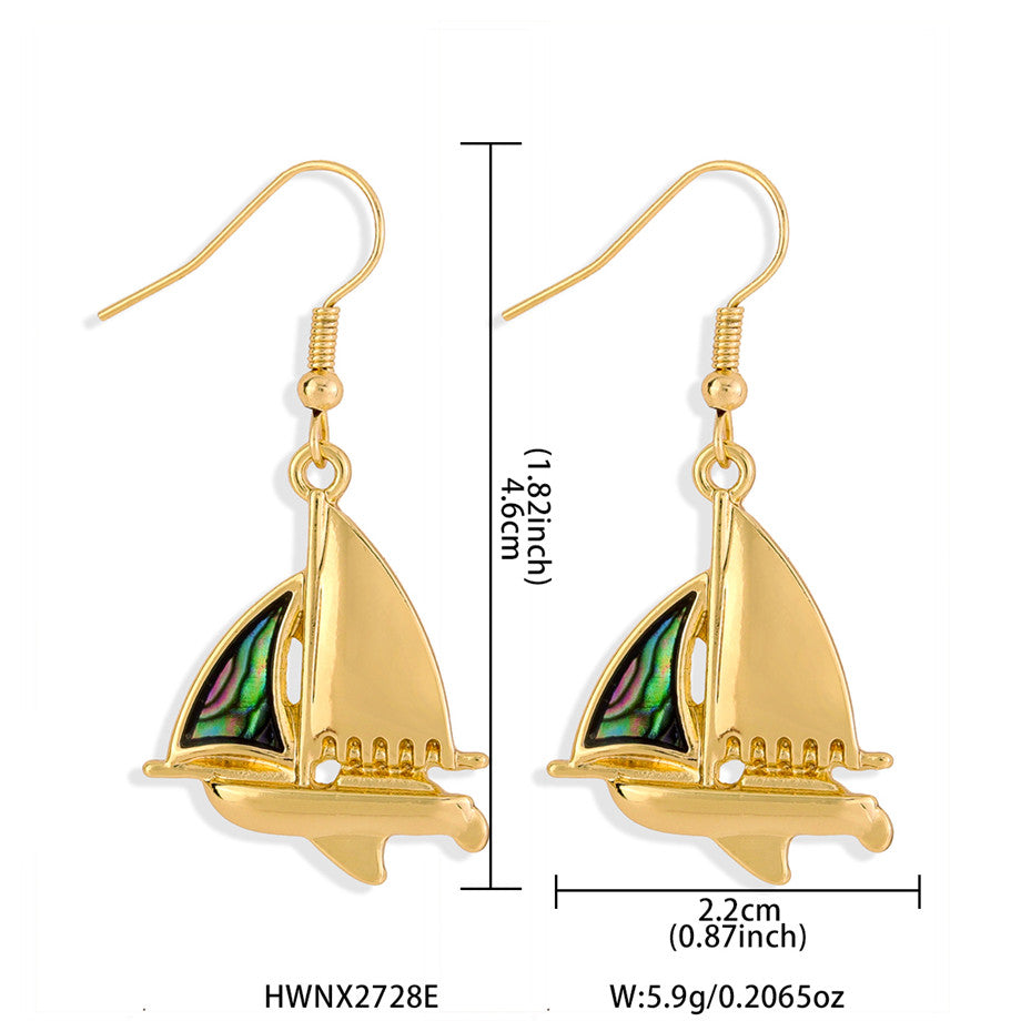 Sailboat With An Abalone Earrings