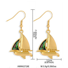 Sailboat With An Abalone Earrings