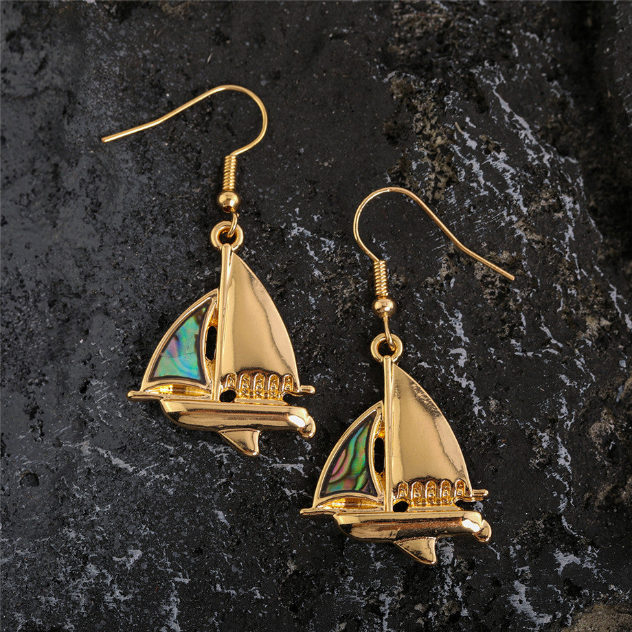 Sailboat With An Abalone Earrings