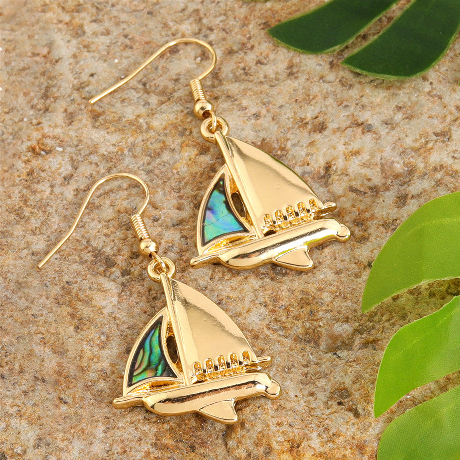 Sailboat With An Abalone Earrings