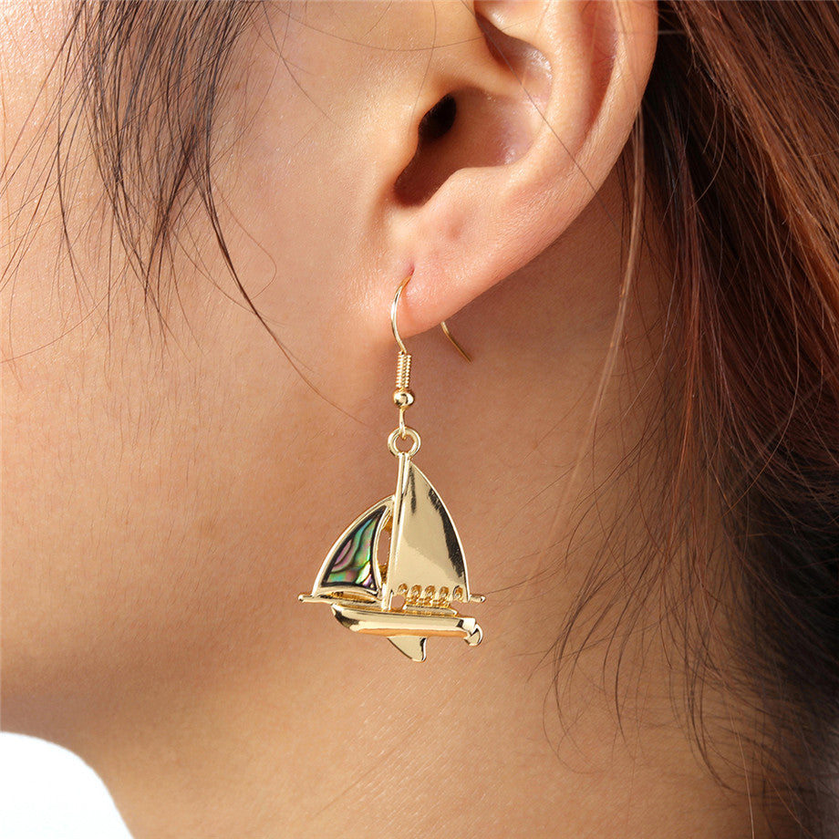 Sailboat With An Abalone Earrings