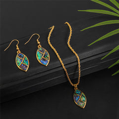 Set Of Abalone Oval Earrings And Necklace