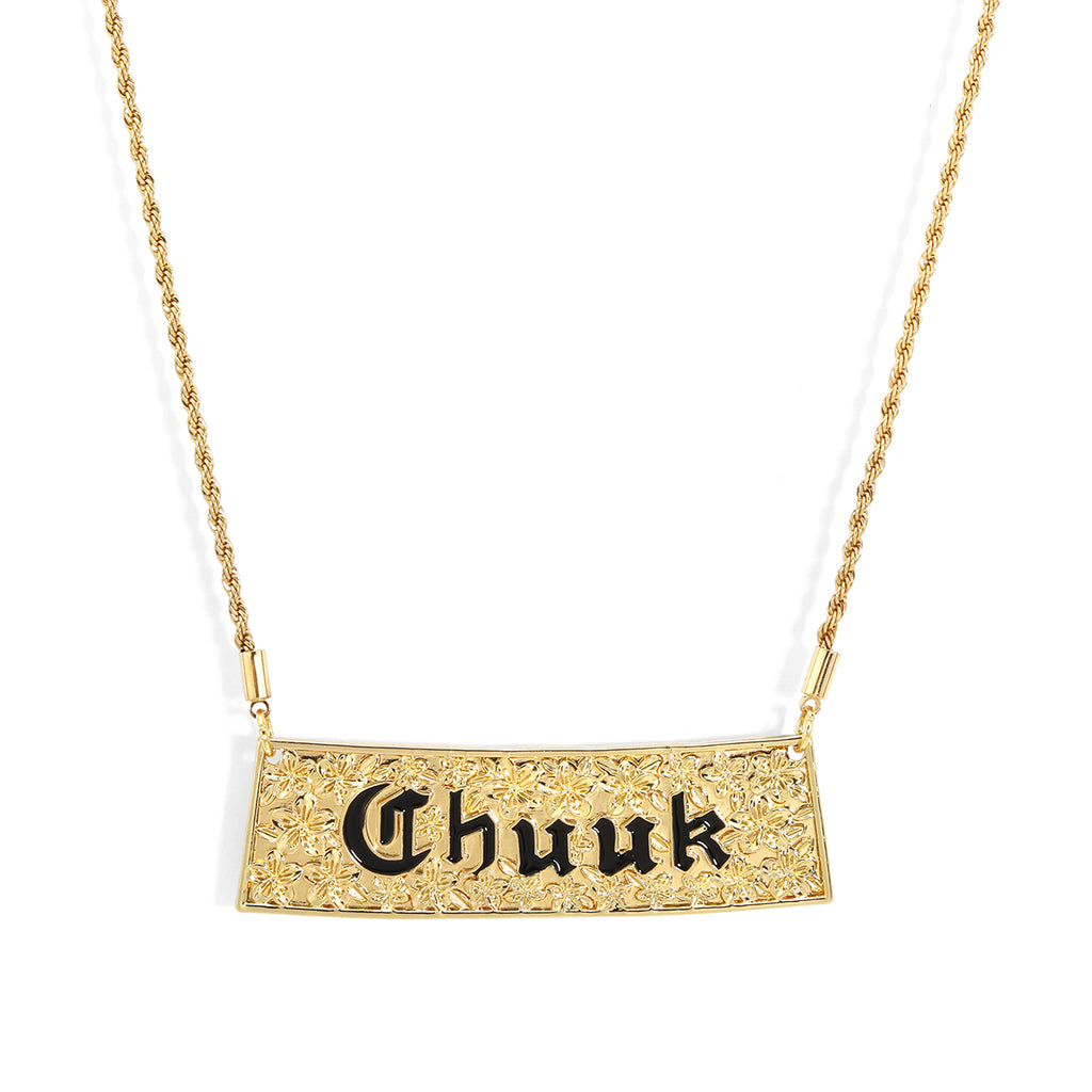 Engraved "Chuuk" Bar Hawaiian Necklace