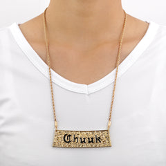 Engraved "Chuuk" Bar Hawaiian Necklace