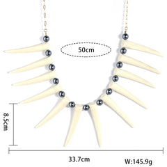 Hawaiian Ula Nifo Necklace In Different Styles With White Teeth And Petrol Pearls