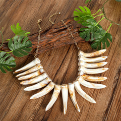 Hawaiian Ula Nifo Necklace In 2 Different Styles With Caramel-White Teeth