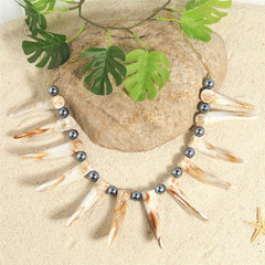 Hawaiian Ula Nifo Necklace In 2 Different Styles With Caramel-White Teeth