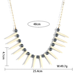 Hawaiian Ula Nifo Necklace In Different Styles With White Teeth And Petrol Pearls