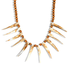 Hawaiian Ula Nifo Necklace With Teeth In 2 Different Colors And Wooden Beads