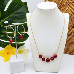 Set Of Necklace With Pearls And Disc Beads & Round Earrings Sustained With A Pearl In Different Colors