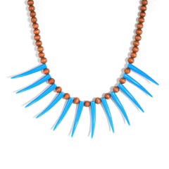 Hawaiian Ula Nifo Necklace With Blue Teeth And Wooden Beads In 2 Different Styles