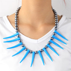 Hawaiian Ula Nifo Necklace With Blue Teeth And Wooden Beads In 2 Different Styles