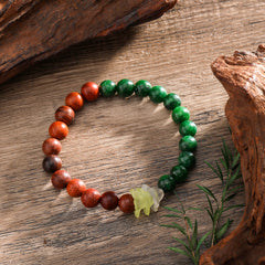 Hawaiian Wooden Beads Bracelet With Triple Flowers In Different Colors