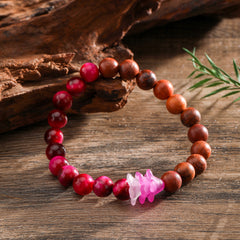 Hawaiian Wooden Beads Bracelet With Triple Flowers In Different Colors