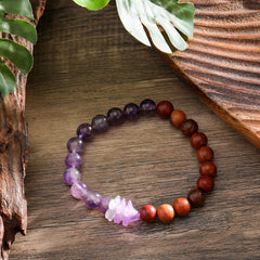 Hawaiian Wooden Beads Bracelet With Triple Flowers In Different Colors