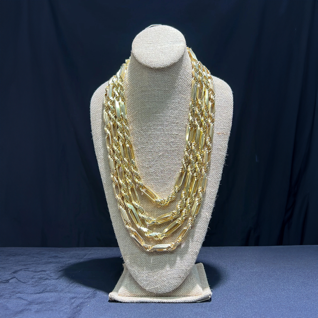 Sterling Silver 925 Gold Plated Milano Rope Chain 10MM In Different Sizes