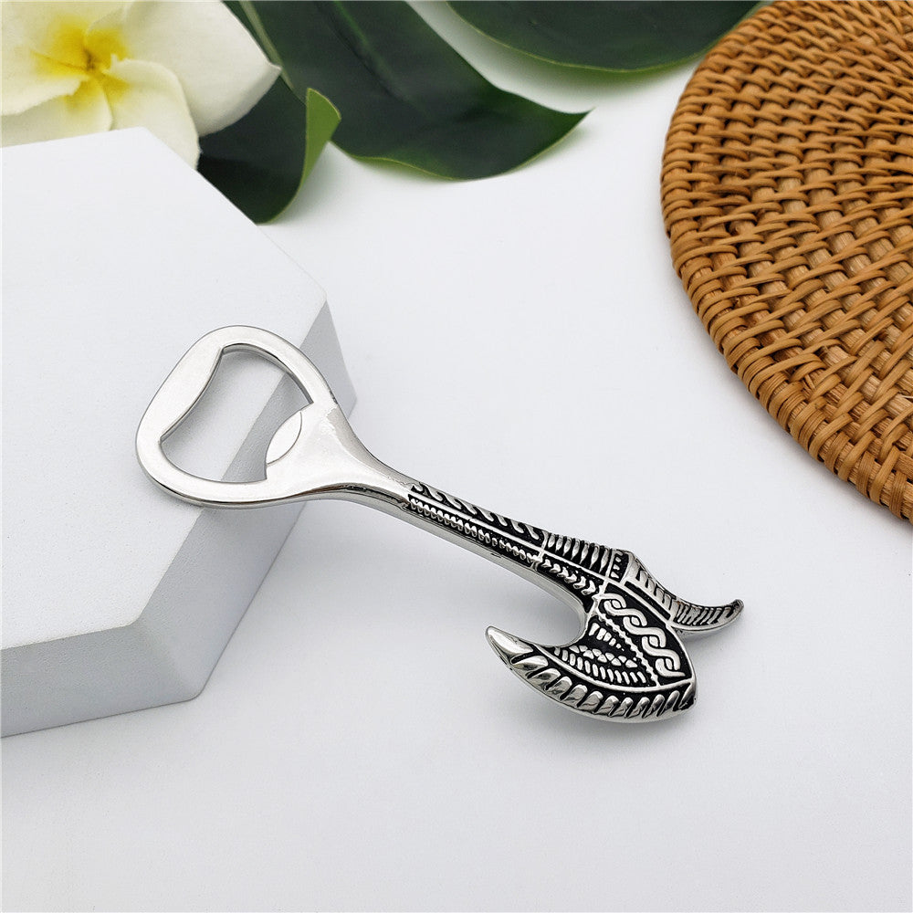 Carved Axe Bottle Opener In Silver/Gold