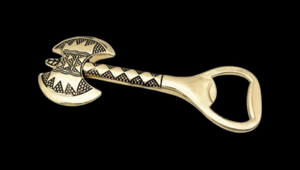 Carved Axe Bottle Opener In Silver/Gold