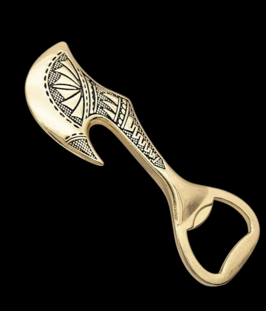 Carved Axe Bottle Opener In Silver/Gold