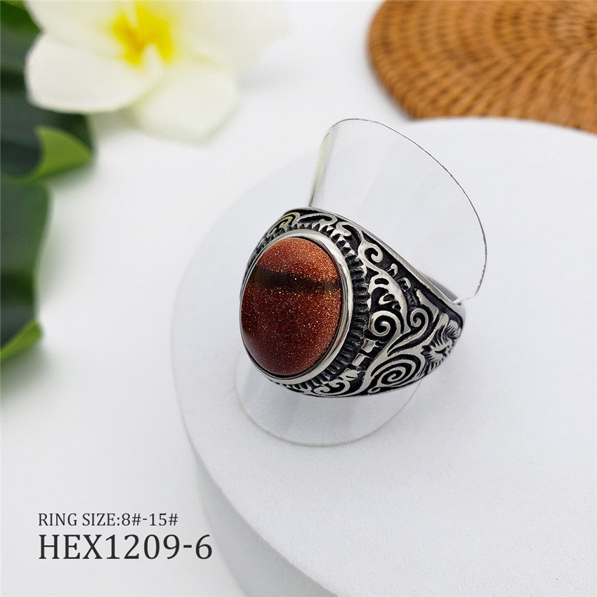 Oval Ring With A Stone In Different Colors