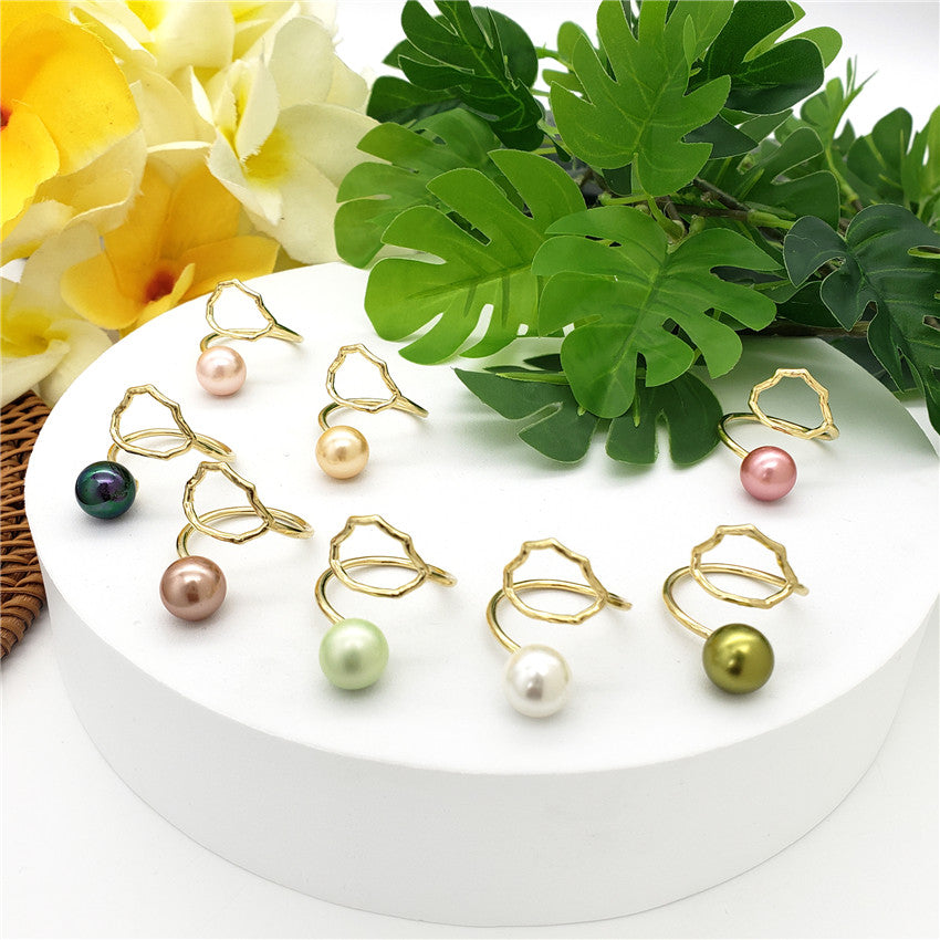 Wavy Ring With A Pearl In Different Styles And Colors