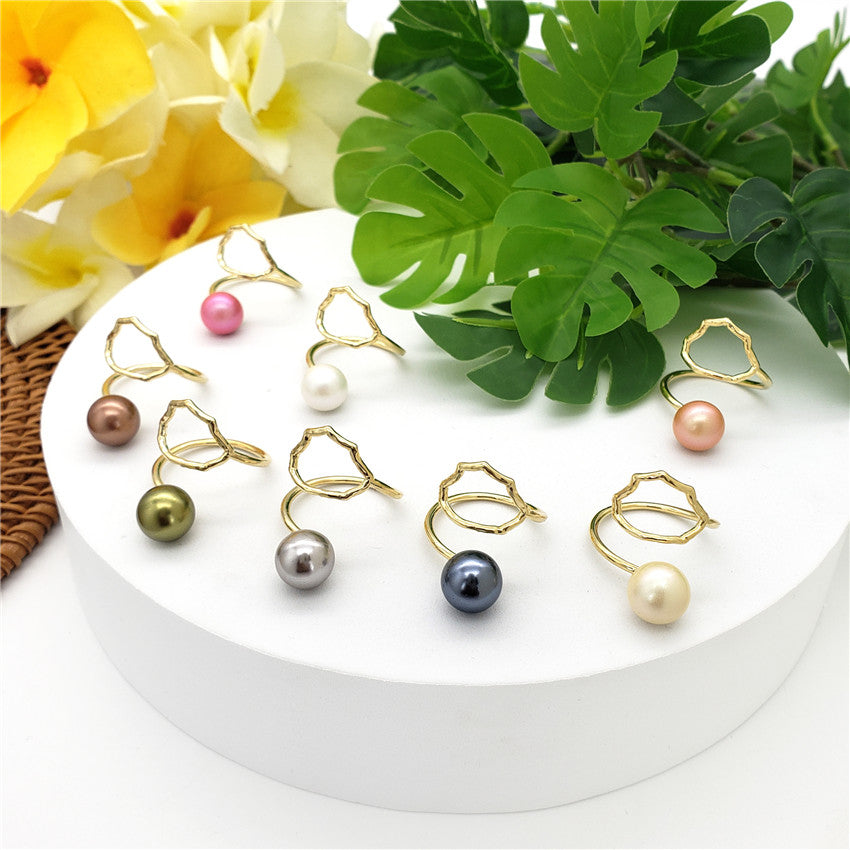 Wavy Ring With A Pearl In Different Styles And Colors