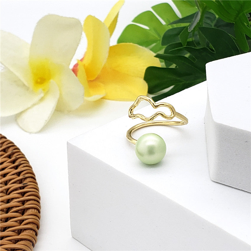 Wavy Ring With A Pearl In Different Styles And Colors