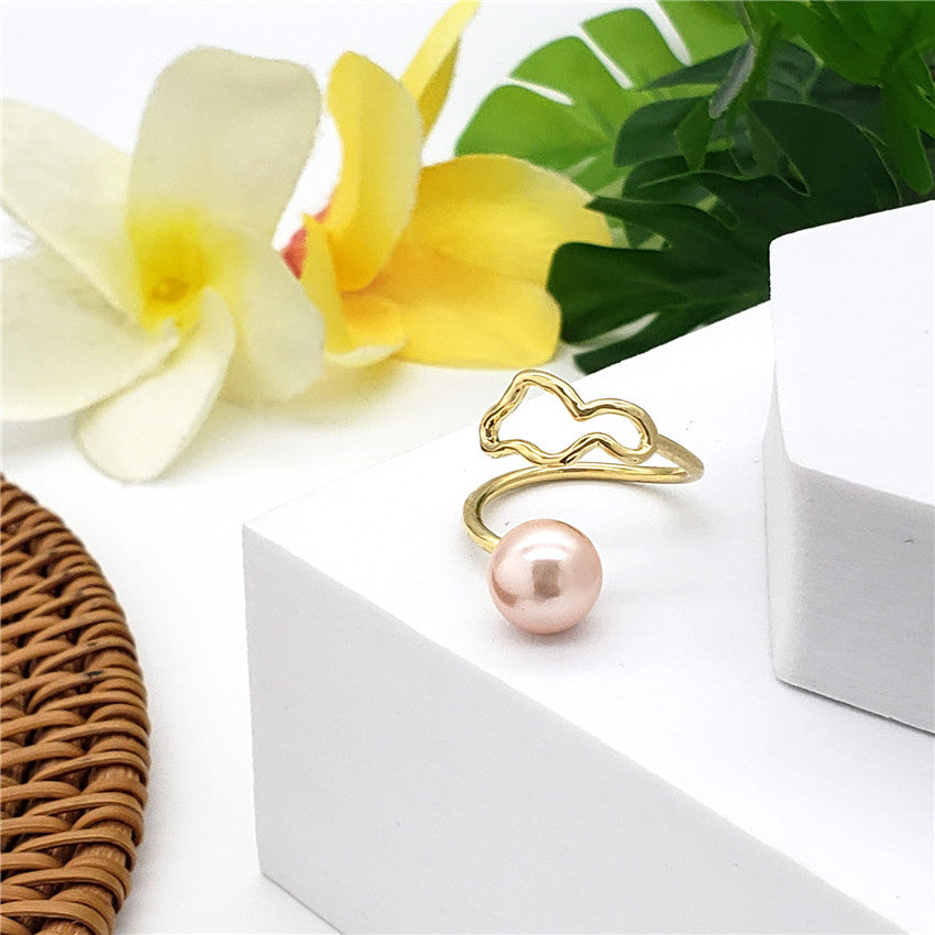 Wavy Ring With A Pearl In Different Styles And Colors