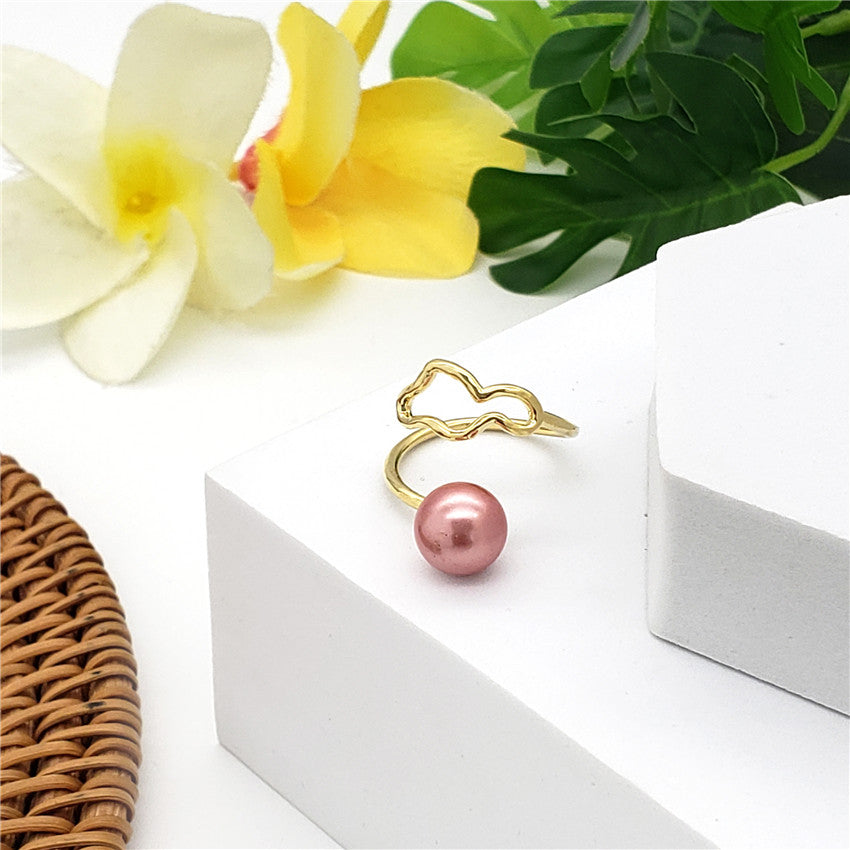 Wavy Ring With A Pearl In Different Styles And Colors