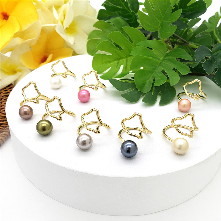 Wavy Ring With A Pearl In Different Styles And Colors