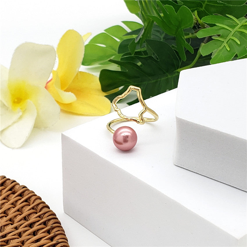 Wavy Ring With A Pearl In Different Styles And Colors