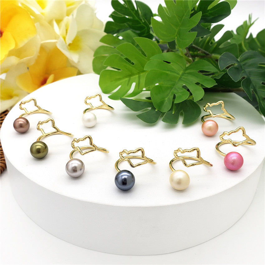 Wavy Ring With A Pearl In Different Styles And Colors