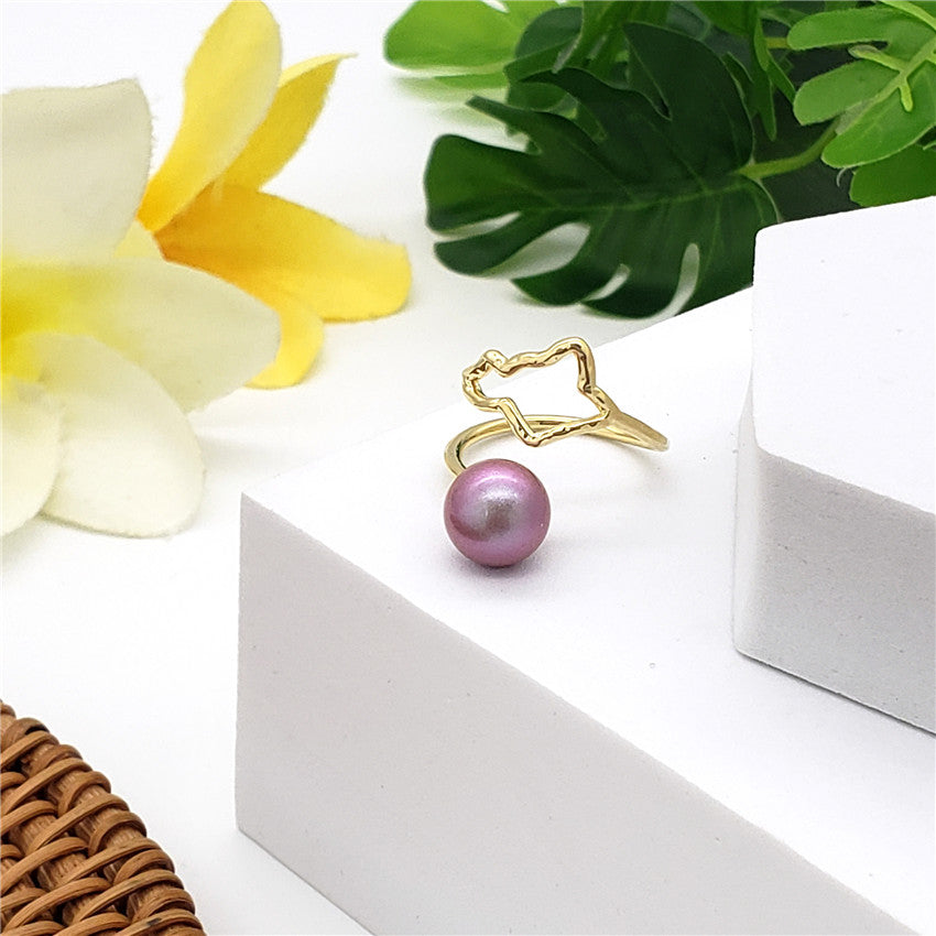 Wavy Ring With A Pearl In Different Styles And Colors