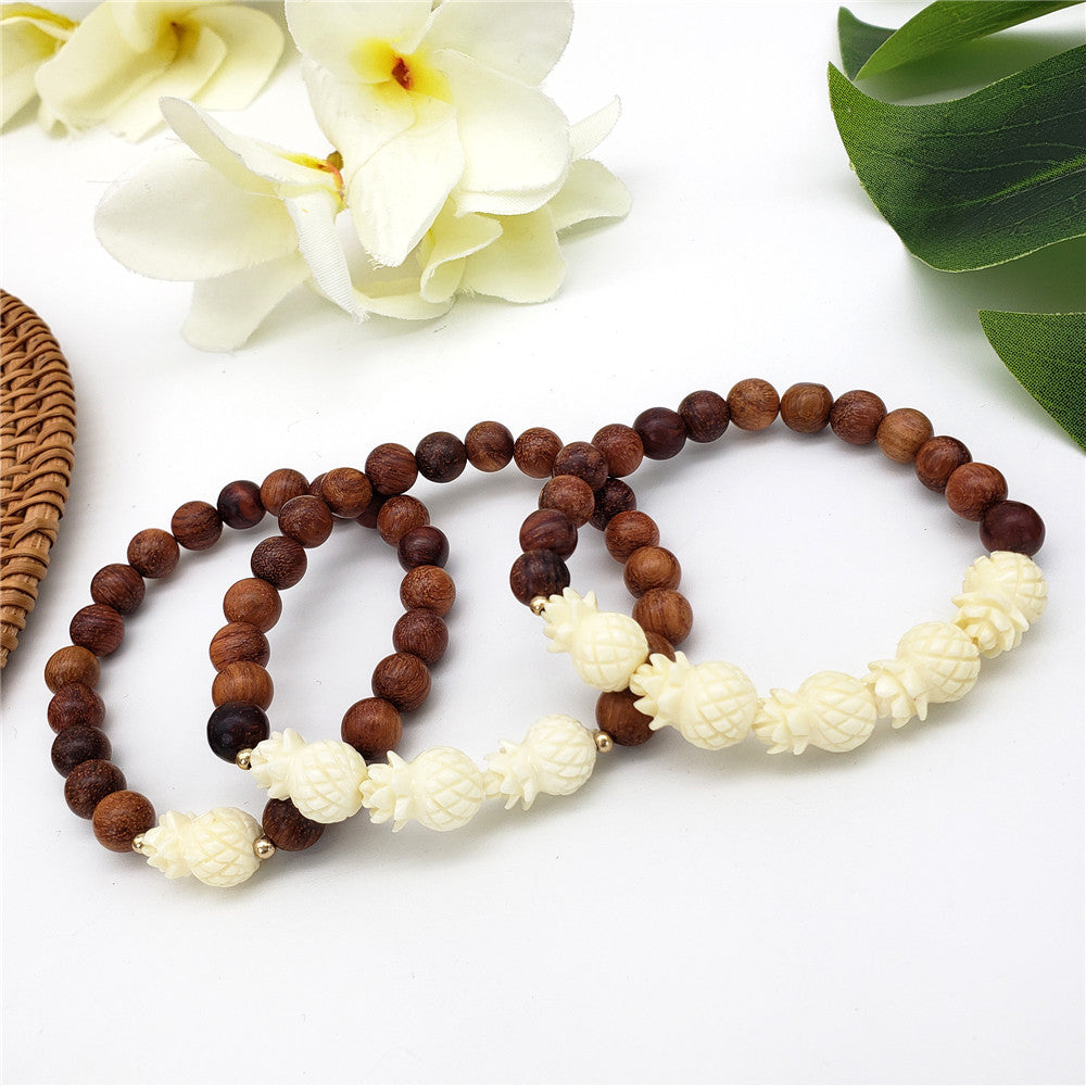 Hawaiian Bracelets In Different Colors With Golden And Ivory Color Beads