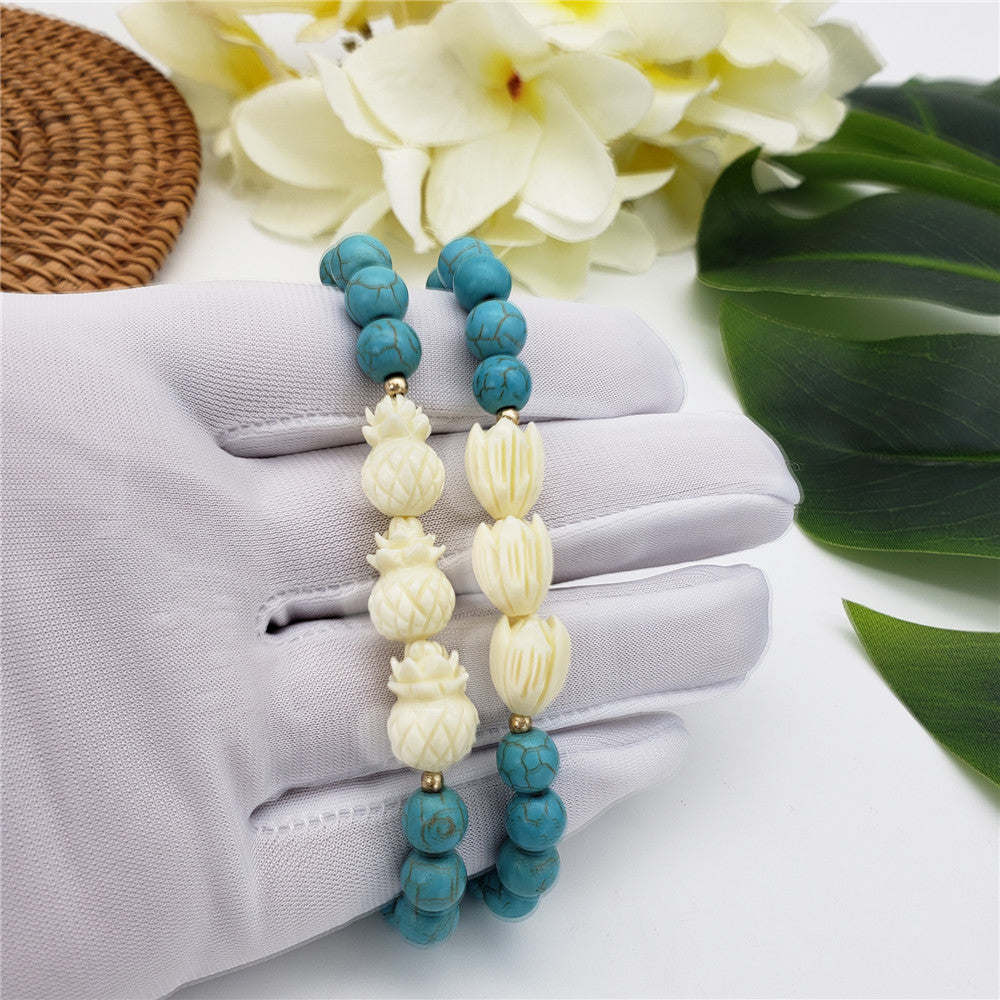 Hawaiian Bracelets In Different Colors With Golden And Ivory Color Beads